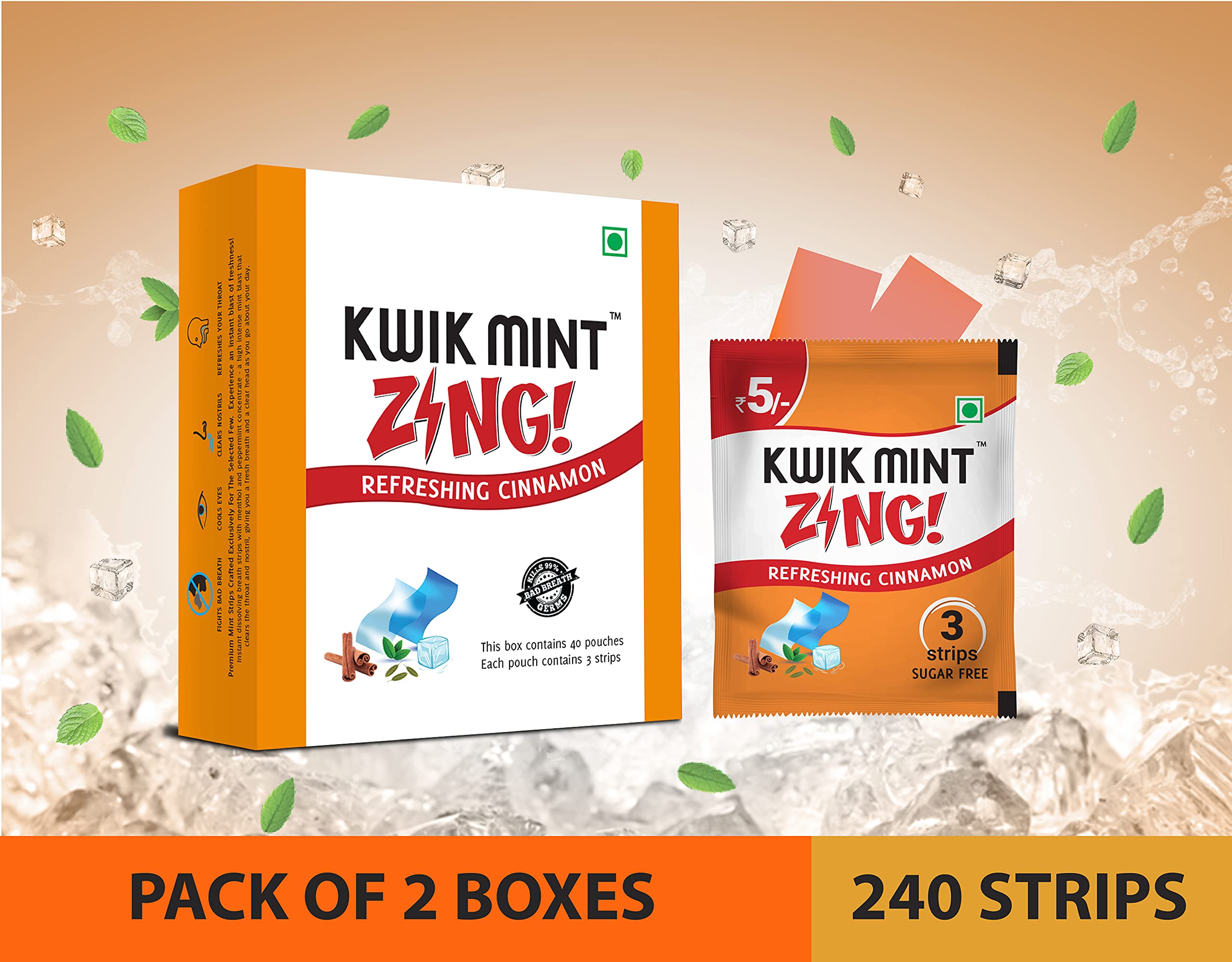 Kwik Mint Zing - Sugar Free Cinnamon Flavoured Mouth Freshener